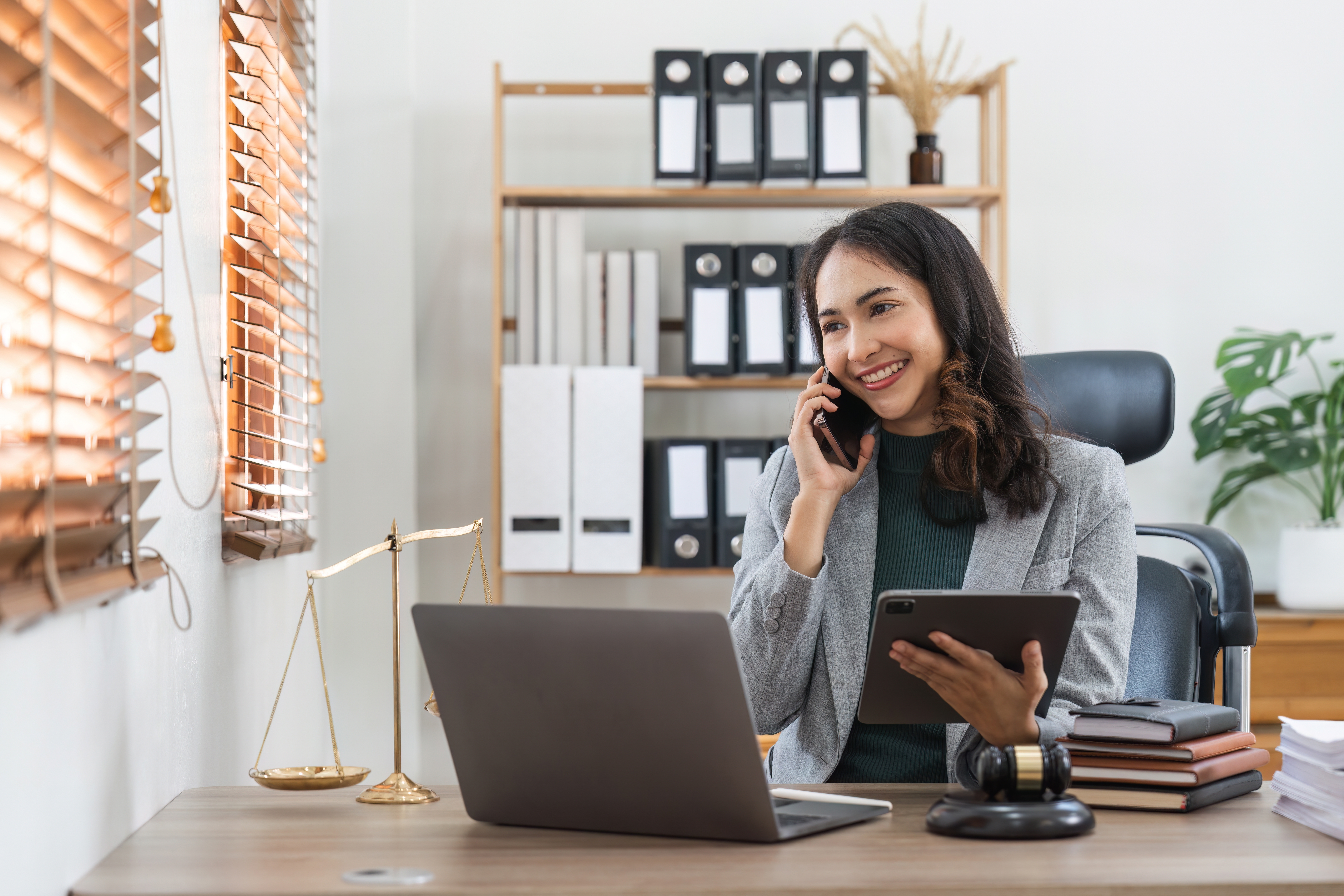 a finance expert talking to someone on the phone